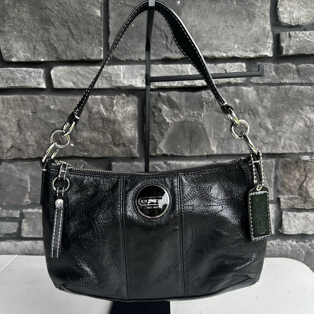 Coach East West Demi Hobo Bag Purse Soho Black Patent Leather Y2K Vintage 2000s